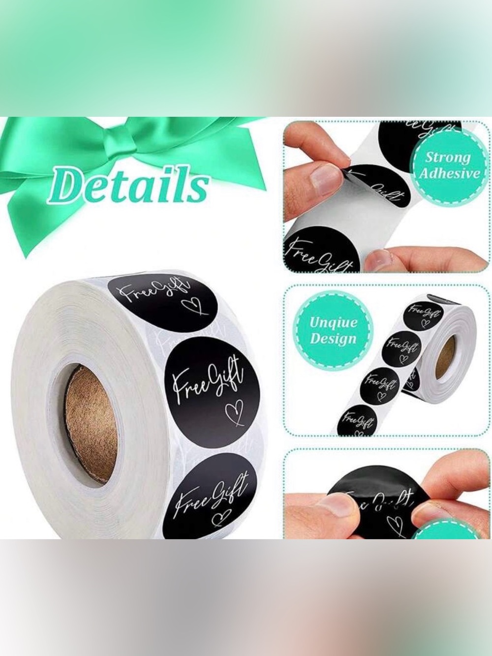 Free Gift Black Round Stickers - 500 PCS